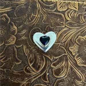 Heart-Shaped Silver Pendant with deep blue stone